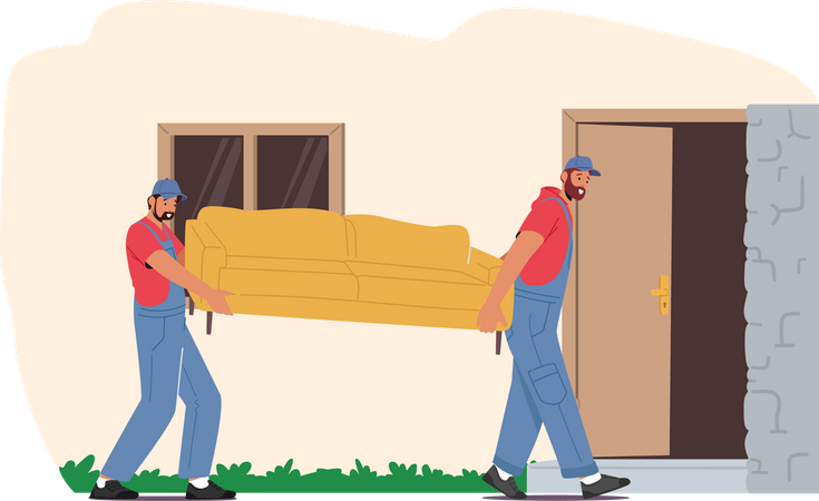 Workers Carry Sofa Illustration
