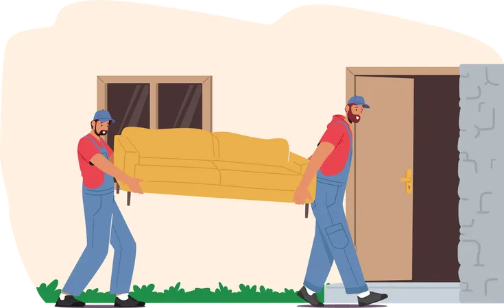 Workers Carry Sofa  Illustration