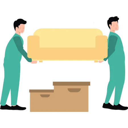Workers carry sofa  Illustration