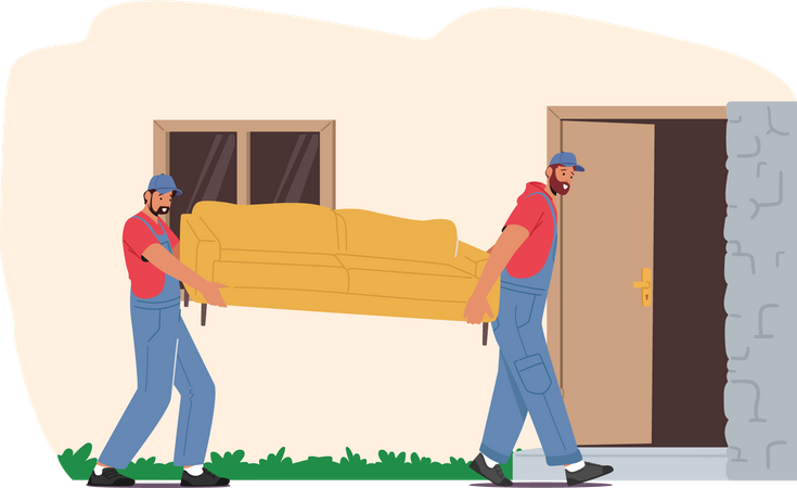 Workers Carry Sofa  Illustration