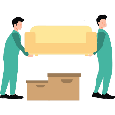 Workers carry sofa  Illustration