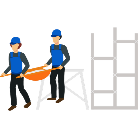 Workers carrying cement  Illustration