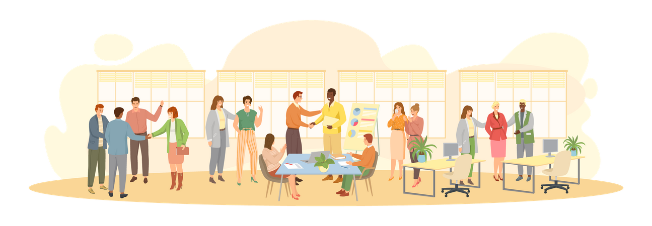 Workers celebrating at office workplace  Illustration