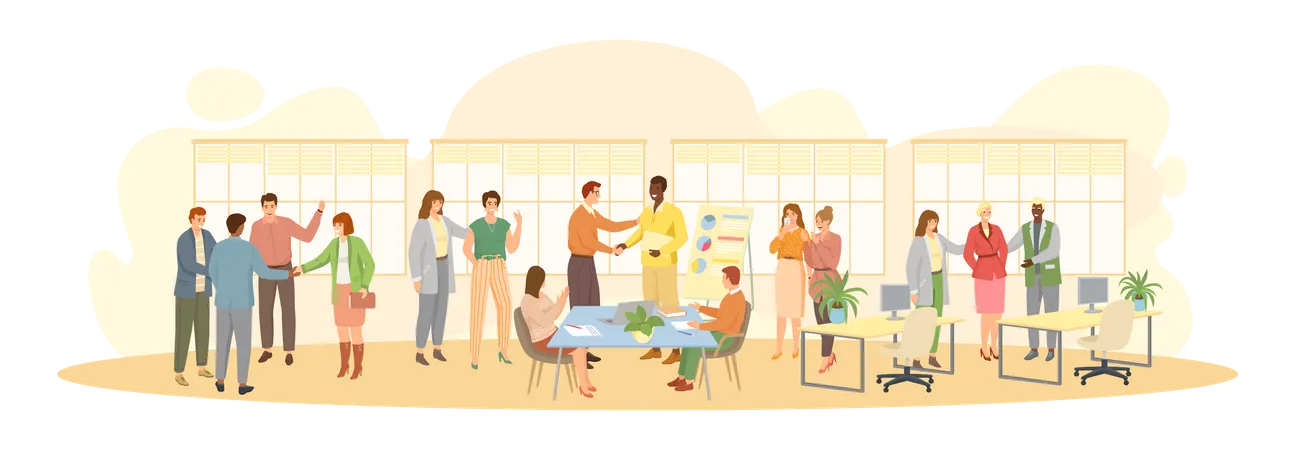 Workers celebrating at office workplace  Illustration