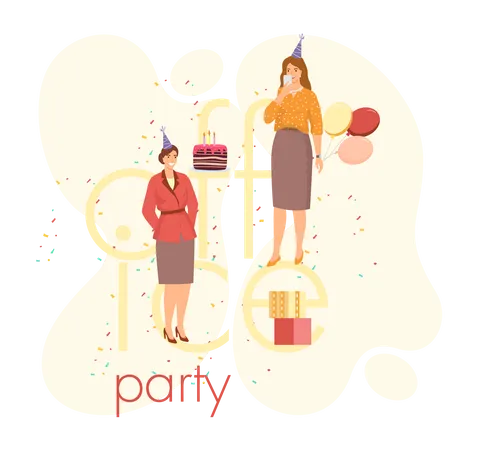 Workers celebrating birthday together  Illustration