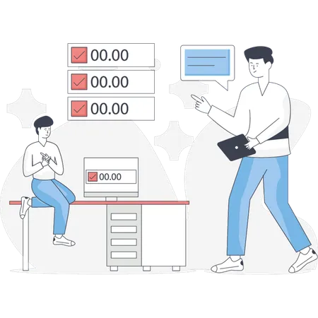 Workers Discuss About Profit Calculation  Illustration