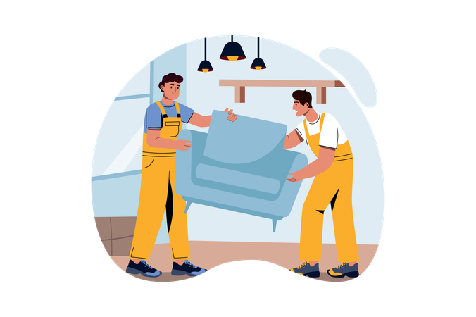 Workers doing house shifting  Illustration
