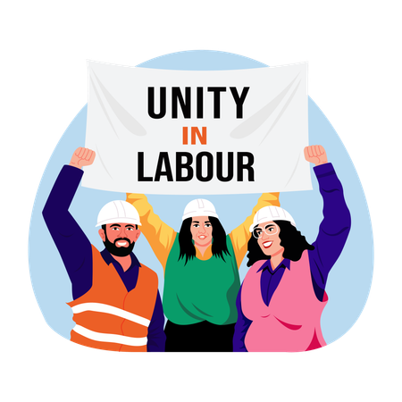 Workers doing union protest  Illustration