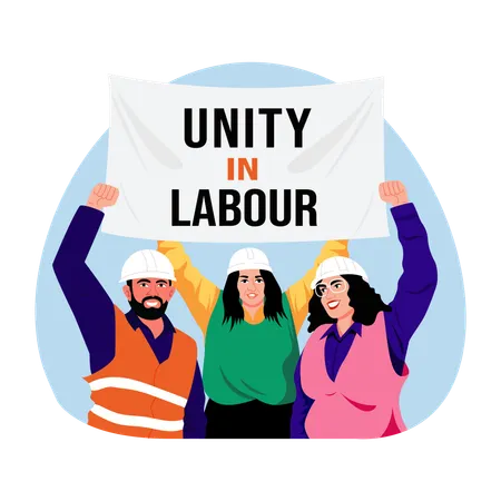 Workers doing union protest  Illustration