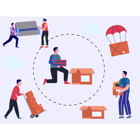 Workers Moving Home  Illustration