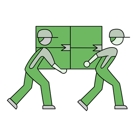 Workers moving parcel  Illustration