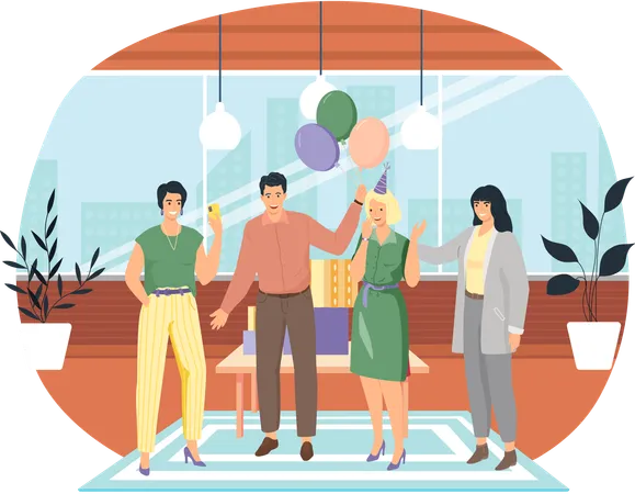 Workers organize surprise party  Illustration