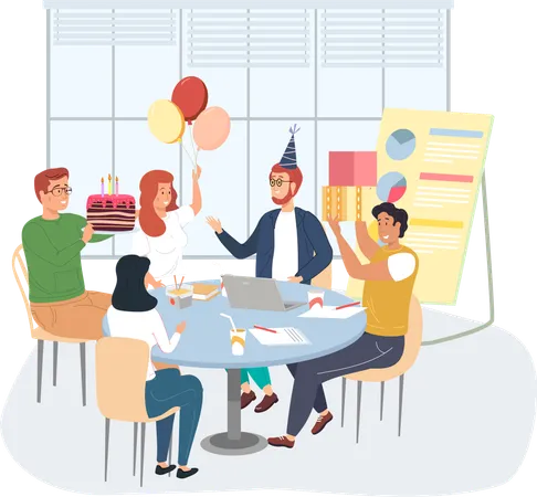 Workers organize surprise party  Illustration