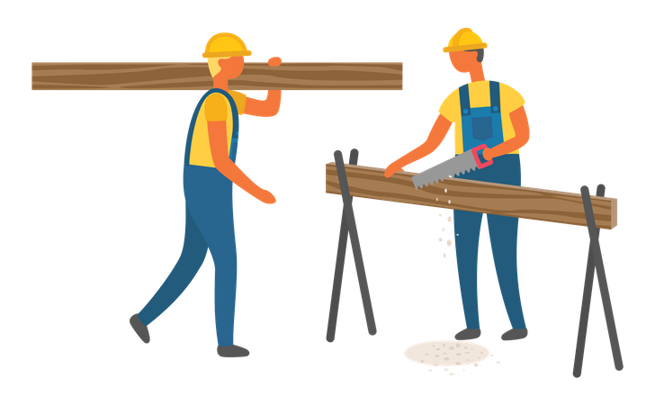 Workers working at construction site  Illustration