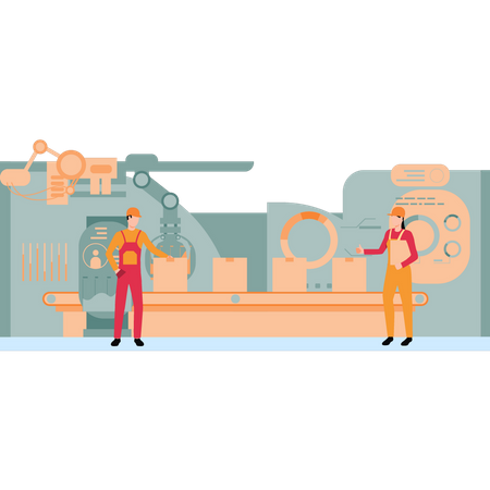 Workers working in factory  Illustration