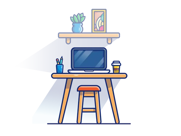 Working area at home  Illustration