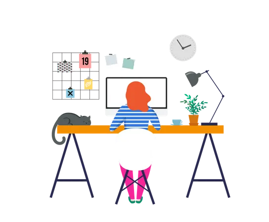 Working at home Illustration