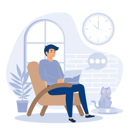 Working At Home  Illustration