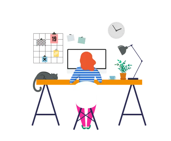 Working at home  Illustration