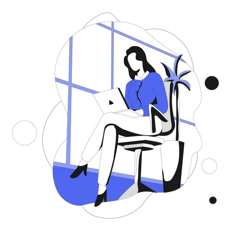 Working Business Woman  Illustration
