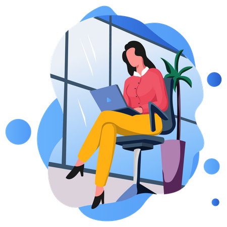 Working Business Woman Illustration