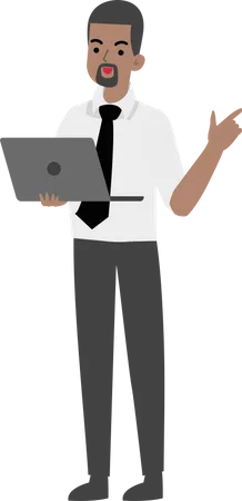 Working Businessman on laptop  Illustration