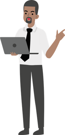 Working Businessman on laptop  Illustration