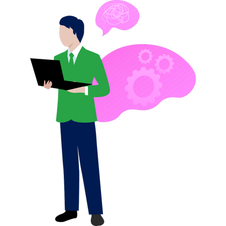 Working businessman thinking about decision management  Illustration