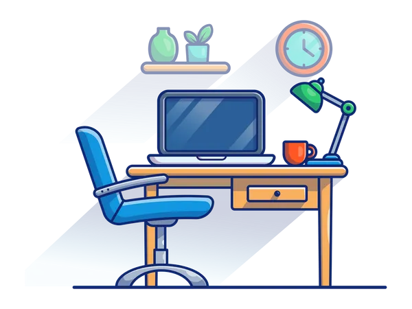 Working desk with office chair  Illustration