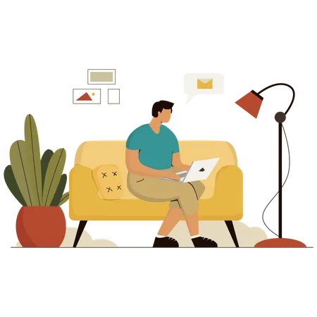 Working From Home  Illustration