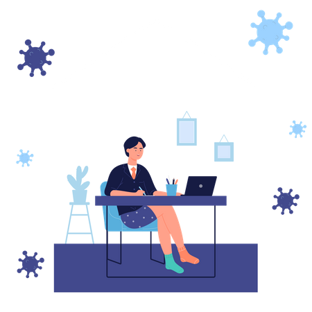 Working From Home  Illustration