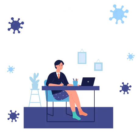 Working From Home  Illustration