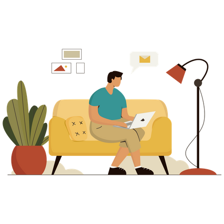 Working From Home  Illustration