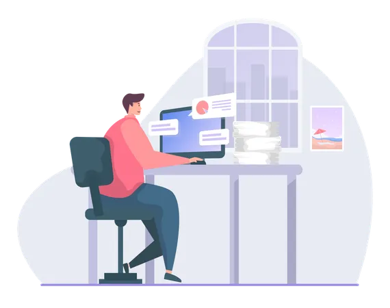 Working from home  Illustration