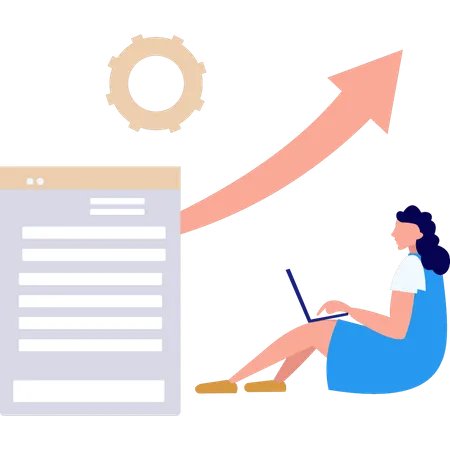 Working Girl Doing Marketing Growth Analysis  Illustration