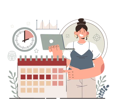 Working girl showing business calendar  Illustration