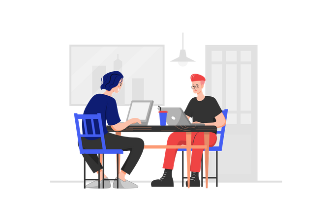 Working in Office Illustration