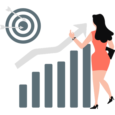 Working lady increased business  Illustration