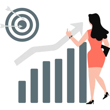 Working lady increased business  Illustration