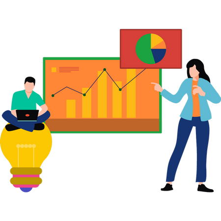 Working man and woman doing business analysis  Illustration