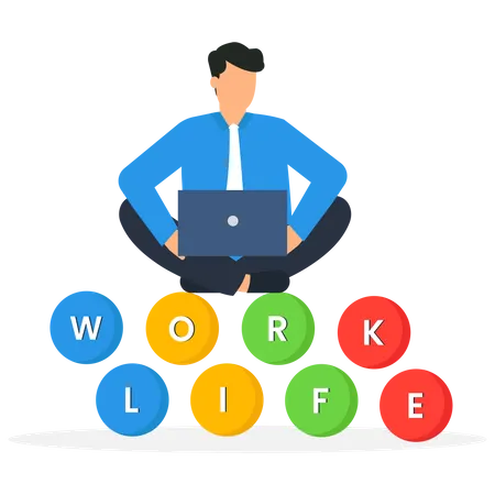 Working man balancing work life  Illustration