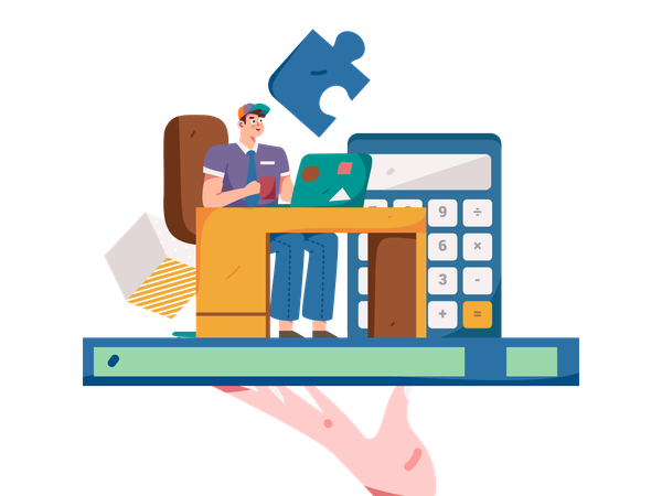 Working man finding budget solution  Illustration