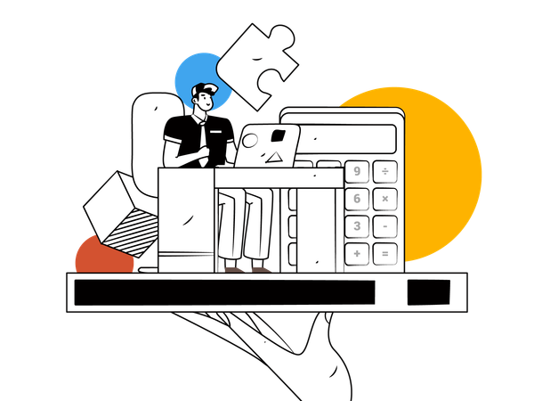 Working man finding budget solution  Illustration