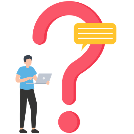 Working man having faq  Illustration