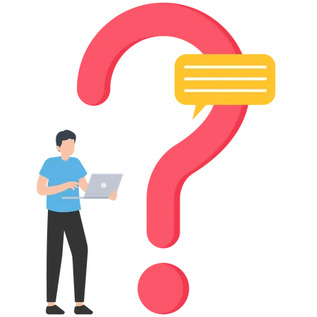 Working man having faq  Illustration