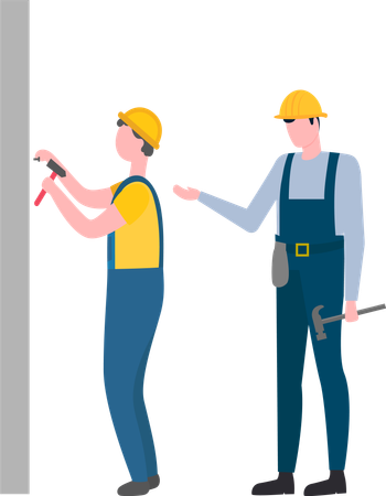 Working Man with Hammer and Nails  Illustration