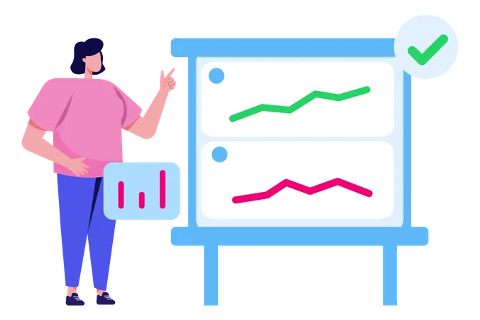 Working On Chart Graph  Illustration