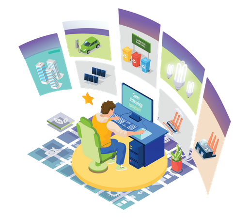 Working on green technology  Illustration