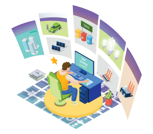 Working on green technology  Illustration