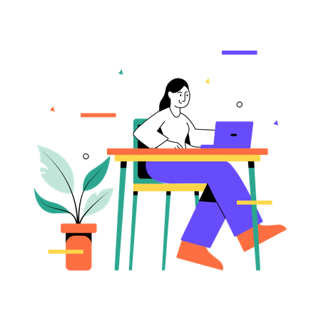 Working on laptop  Illustration